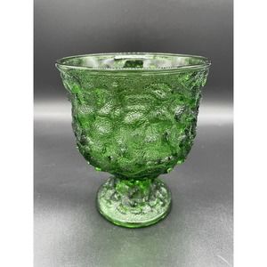 Vintage E. O. Brody Emerald Green Vase Urn Goblet Crinkle Glass Wavy Textured